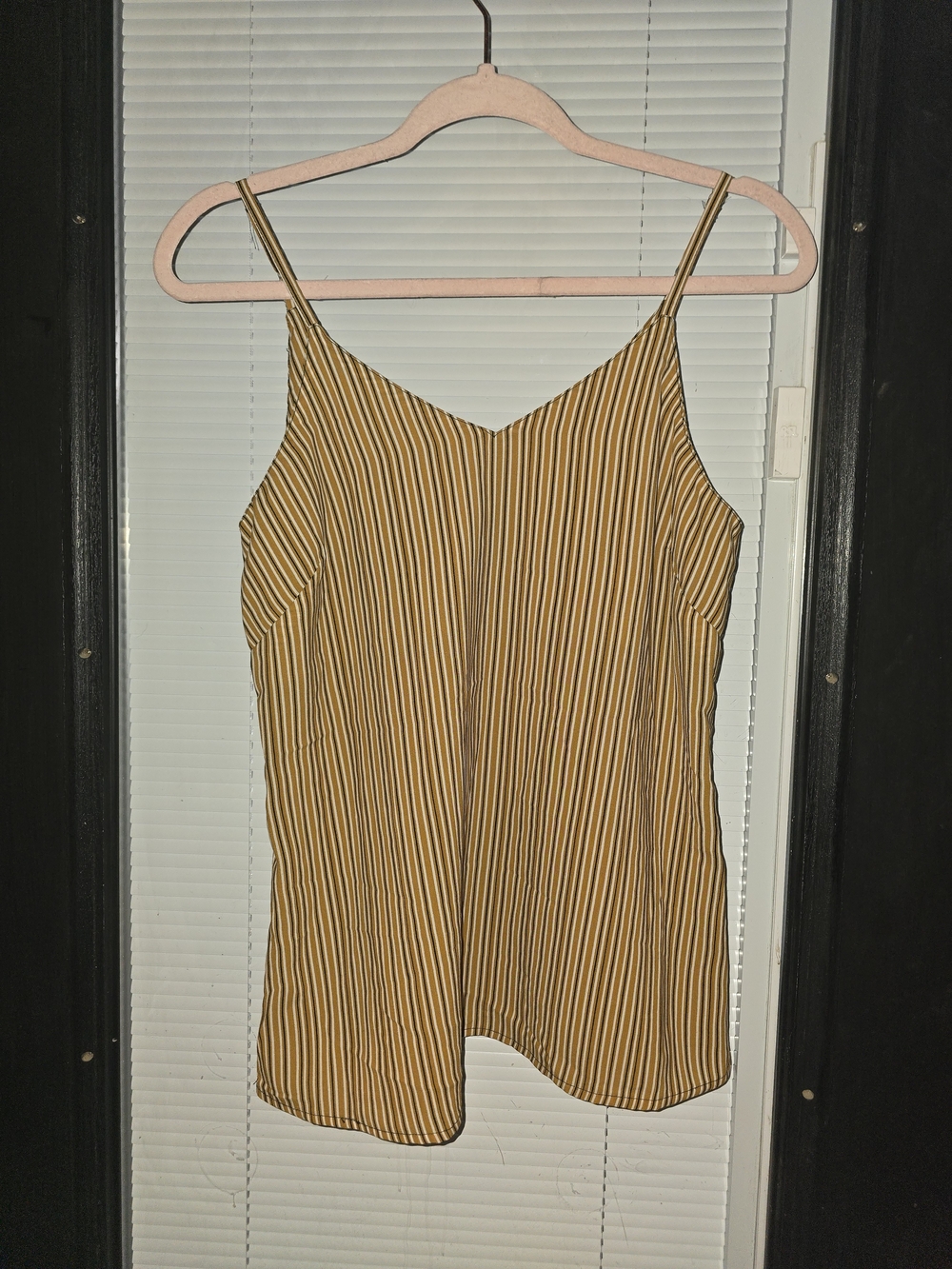 Japna Mustard and Black Striped V-Neck Camisole